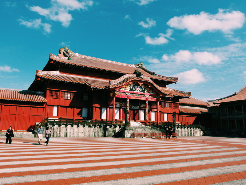 building, 4K, built structure, naha-shi, travel, japan, castle, roof, place of worship, okinawa, day, incidental people, spirituality, colorful, china