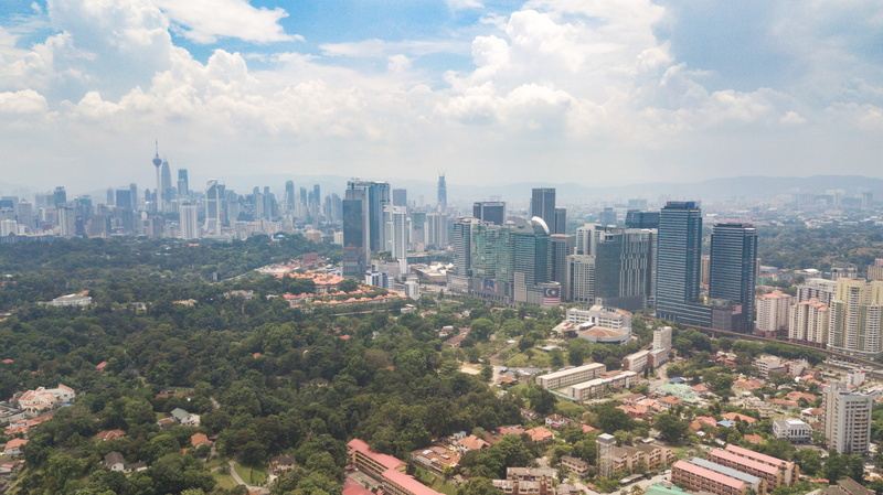 modern, urban skyline, skyline, urban, drone, office building exterior, residential district, skyscrapers, cityscape, apartment, sky, kl sentral, outdoors