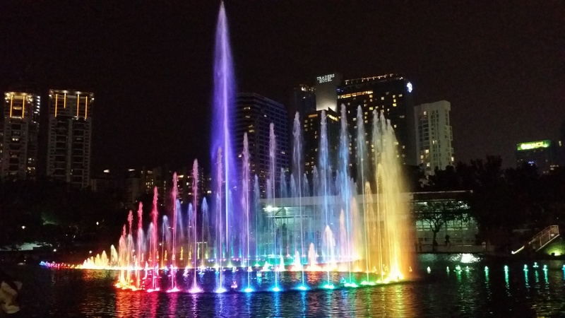nighttime, cityscape, 4K, illuminated, klcc fountain, skyscraper, office building exterior, building, malaysia, reflection, building exterior, outdoors