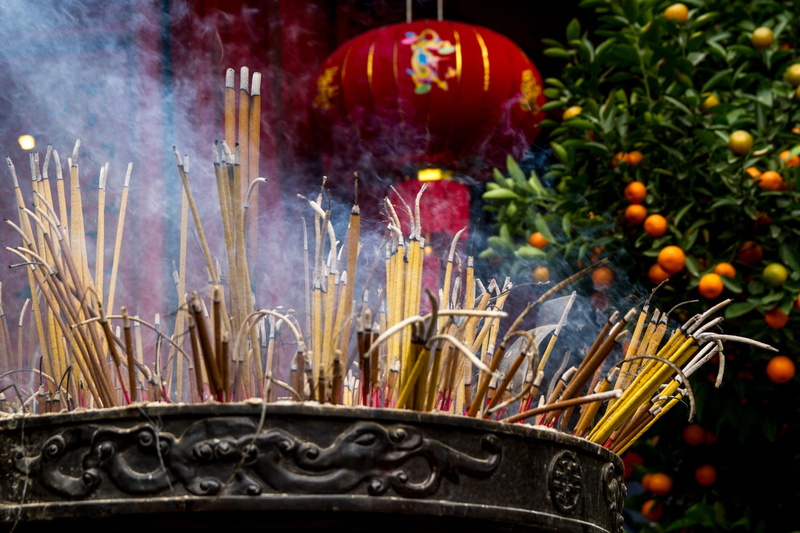 vietnam, heat - temperature, spirituality, traditional, sculpture, belief, incense sticks, healthy eating, religious, plant, nature, burning, no people