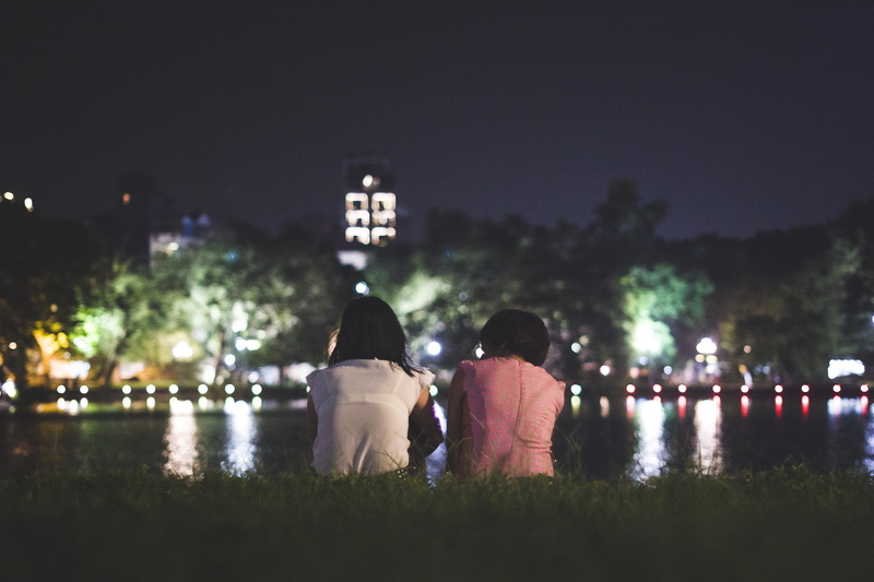 family, nature, people, group of people, seats, night, plant, mother, women, 4K, outdoors, adult, child, asian, rear view, vietnamese, lifestyles, lake