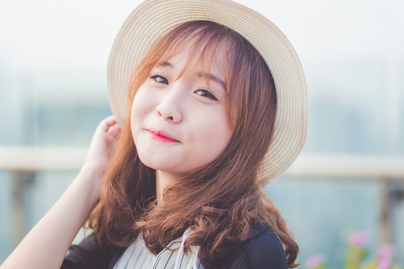 portrait, the hat, vietnamese woman, contemplation, people of vietnam, headshot, hair, sunny day, lipstick, vietnam beauty, looking at camera, young adult