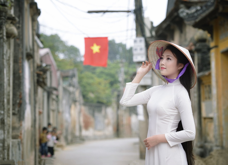 Model, Vietnamese, Asian, Ao Dai, Women, 1080P, Girl, Asian Conical Hat
