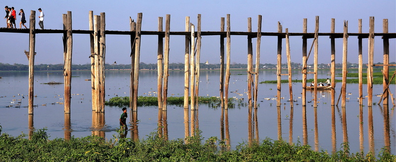 nature, outdoors, Wood, barrier, architecture, u-bein, safety, environment, Myanmar, wooden Post, sunset, heritage, wood - Material, boundary, landmark