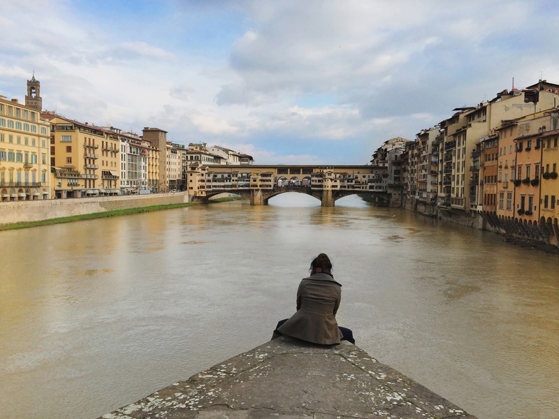 adult, lifestyles, journey, girl, pursuit, building exterior, water, real people, sky, cloud - sky, travel, architecture, traveler, italy, arch, canal