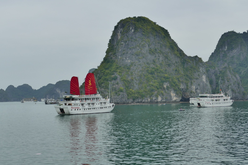 Halong Bay, sail, sailing, day, mountain, cruise ship, Vietnam, reflection, no people, water, luxury, sailboat, 5K, craft, halong, Nature, unesco, passenger craft