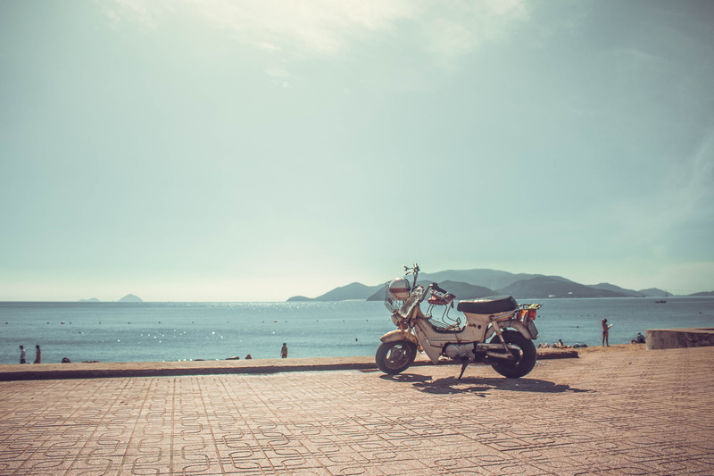 ocean, day, transportation, scenics - nature, travel destinations, cart, riding, 5K, nha trang, nature, vietnamese, outdoors, land vehicle, people, blue