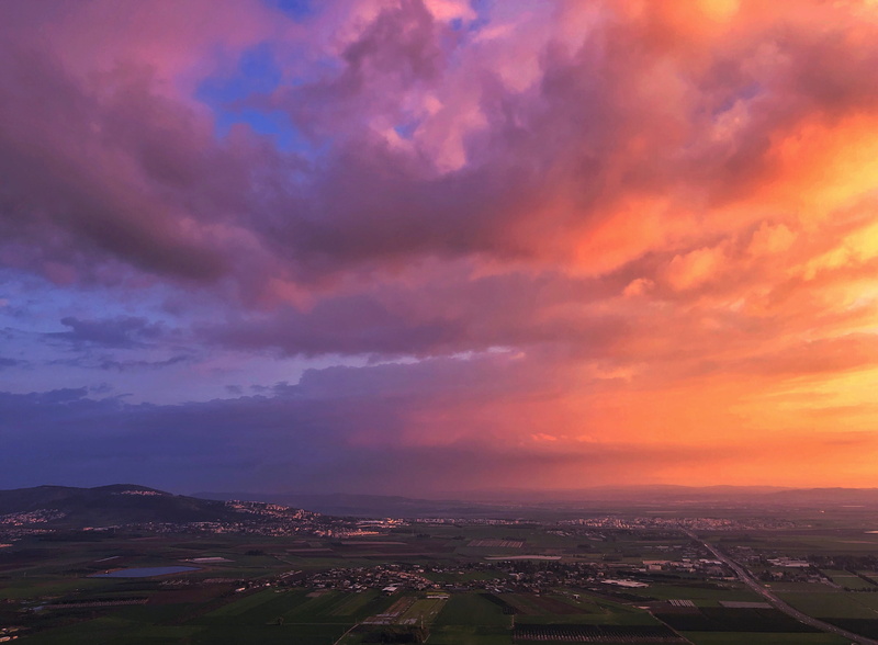 romantic sky, cityscape, sunset, cloud - sky, pollution, dramatic sky, mountain, aerial view, landscape, dusk, scenics - nature, built structure, beauty in nature