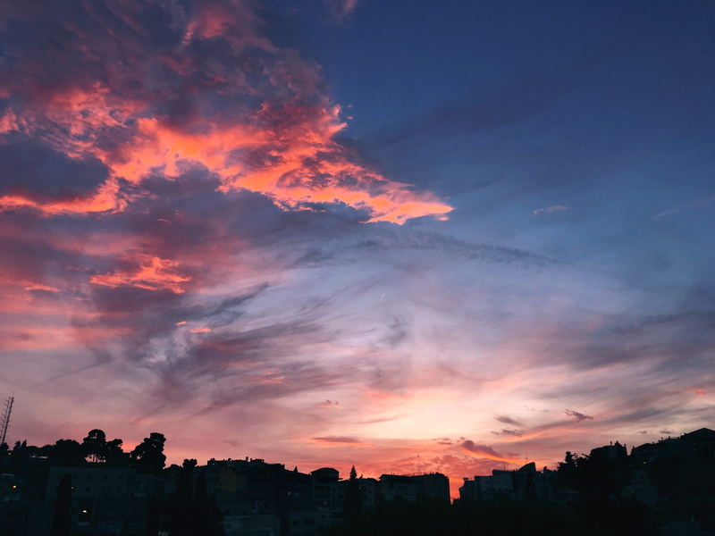 romantic sky, low angle view, city, shot on iphone, built structure, outdoors, silhouette, residential district, nazareth, israel, sky, scenics - nature