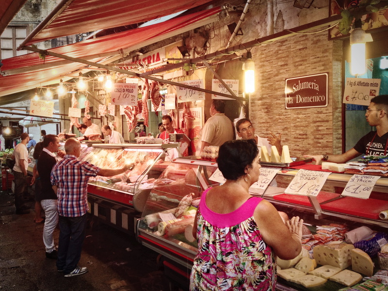 butchery, province of palermo, 2K, group of people, real people, retail, sicily, adult, italy, market stall, food and drink, standing, men, palermo, lifestyles