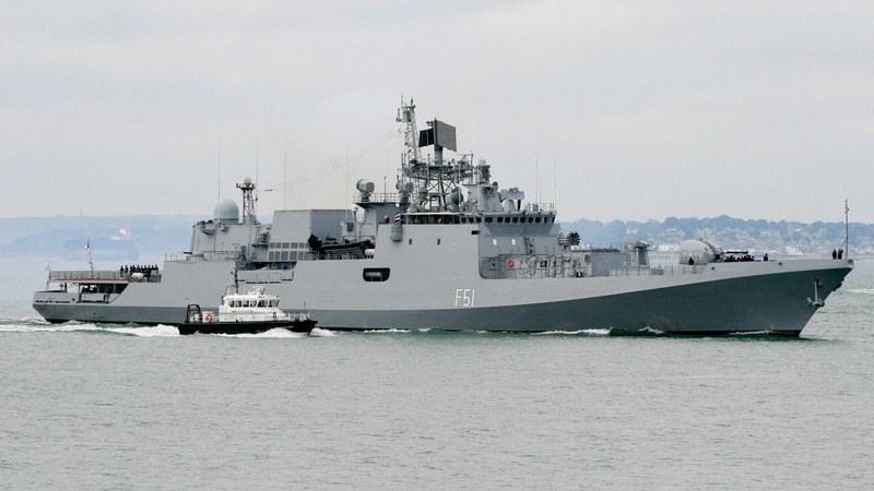 mode of transportation, nature, on the move, ship, water, sea, navy, military training, side view, aggression, nautical vessel, no people, frigates talwar class frigate warship