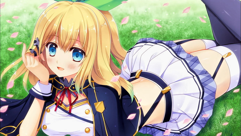 Rumia, Rokudenashi Majutsu Koushi to Akashic Records, blue eyes, blonde, 2K, anime girls, outdoors, miniskirt