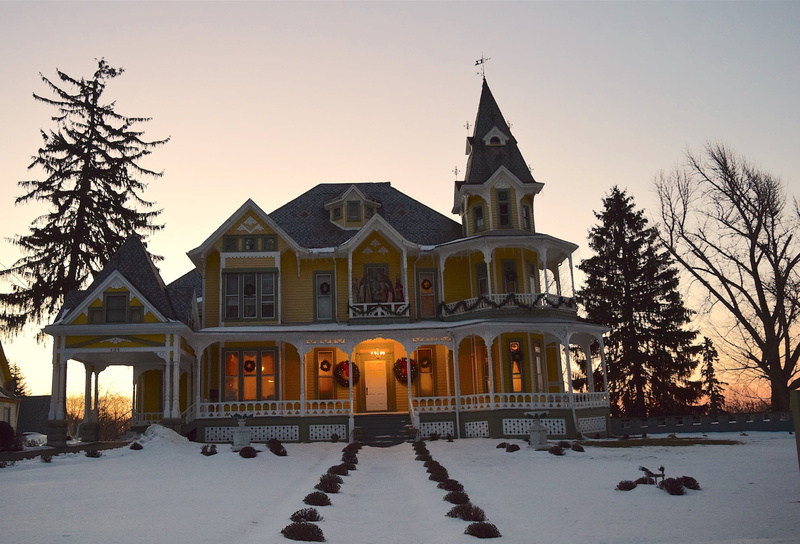 morning, cold temperature, mansion, sunset, light, plant, scenic, building exterior, nature, yellow, dawn, dusk, horizon, 1080P, sunrise, built structure