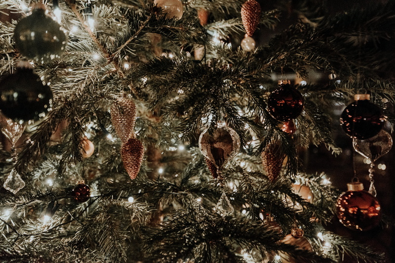 lighting equipment, decoration, close-up, nature, celebration, indoors, green, full frame, fir tree, 5K, lighted, no people, illuminated, fairy lights