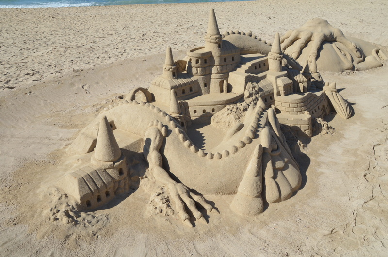 no people, creativity, 4K, sea, sand, day, architecture, Sand Sculpture, beauty in nature, beach, scenics - nature, travel destinations, Sandburg, art and craft