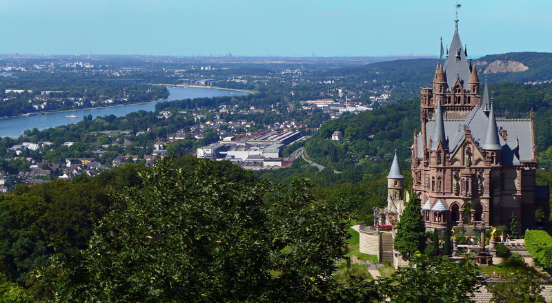 North Rhine-Westphalia, Konigswinter, Dragon Castle, King winter, Rhine River, river, castle, the Rhine river, panorama, Dragons Castle, The City Of Rivne
