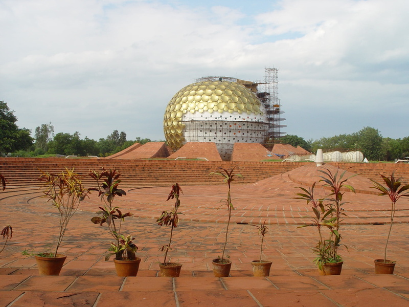 tourism, belief, sky, india, place of worship, golden dome, aurobindo ashram, outdoors, religion, auroville, cloud - sky, pondichéry, built structure, ashram