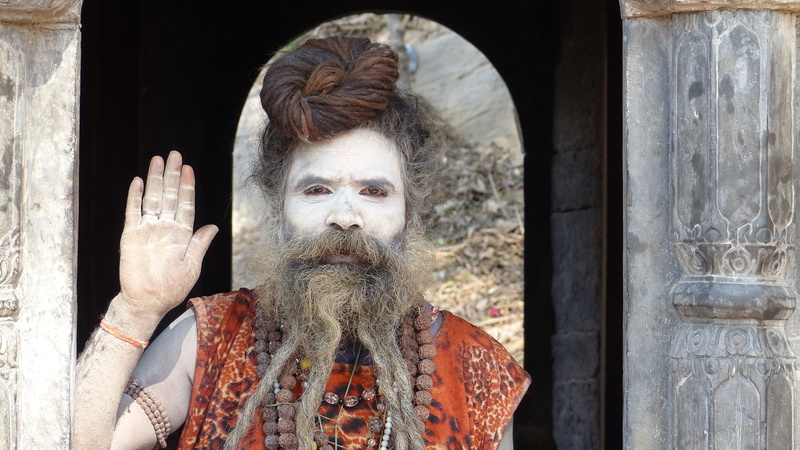 nepal, day, real people, holy, religion, males, door, architecture, portrait, face, built structure, men, one person, adult, sadhu, art, front view, headshot