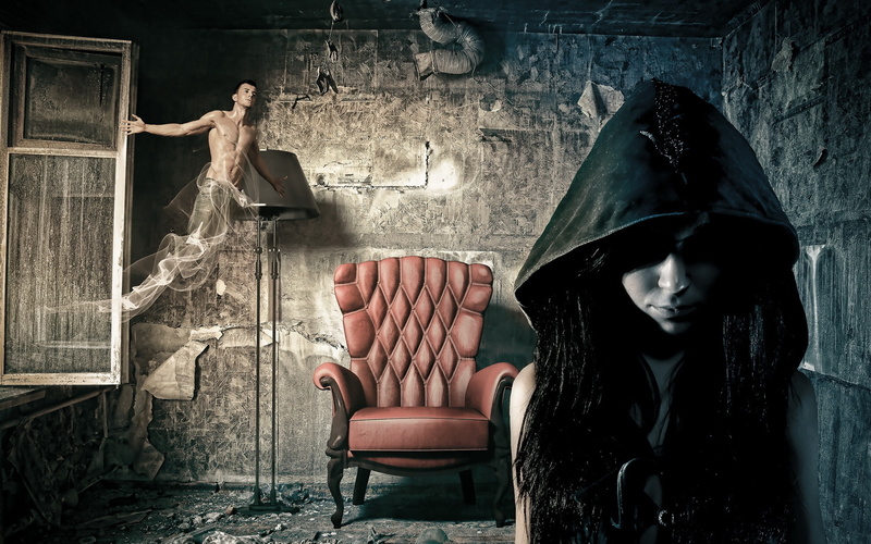 1080P, leather, mind dream, padded, mind, dream, woman in black, dude, armchair, brown