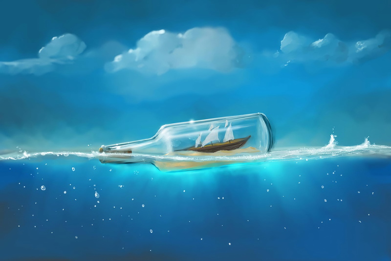Fantasy, Ship, Bottle, 4K