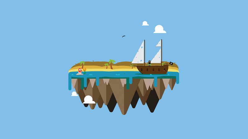 pirates, 1080P, Mermaids, rock, ship, beach, Floating Island, island, vectors, bottles