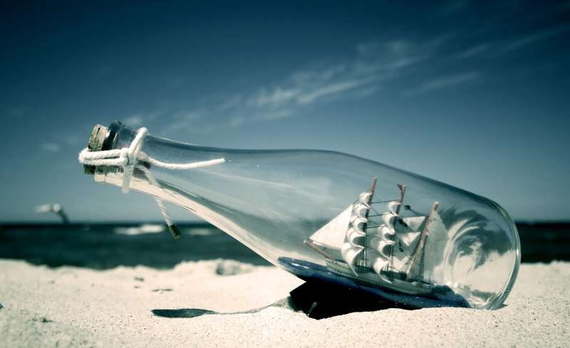 transparent, message in a bottle, transportation, animal, clear, sand, day, ship in a bottle, sunlight, land, bottle, water, mode of transportation