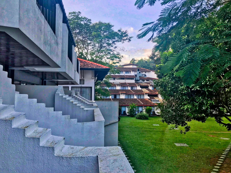 sri lanka, lawn, architecture, tree, sky, growth, nature, hotel, plant, outdoors, 4K, no people, building exterior, in a row, built structure, cloud - sky