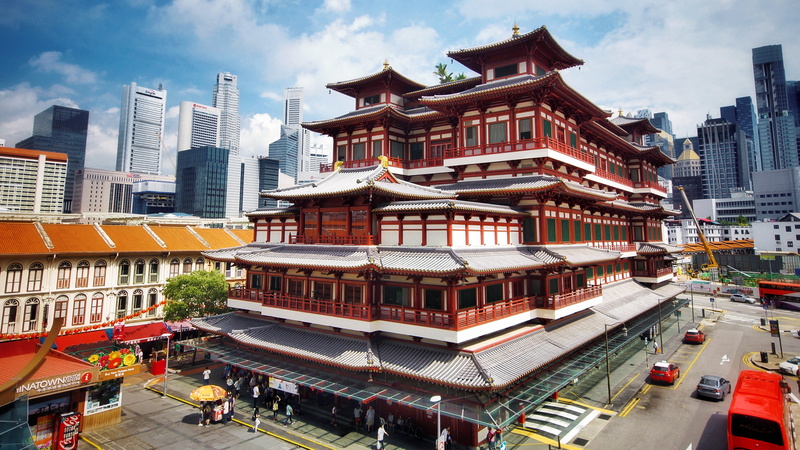 architecture, 5K, brown, built structure, building exterior, street, heritage, culture, tourism, daytime, sky, town, day, city life, singapore, religion