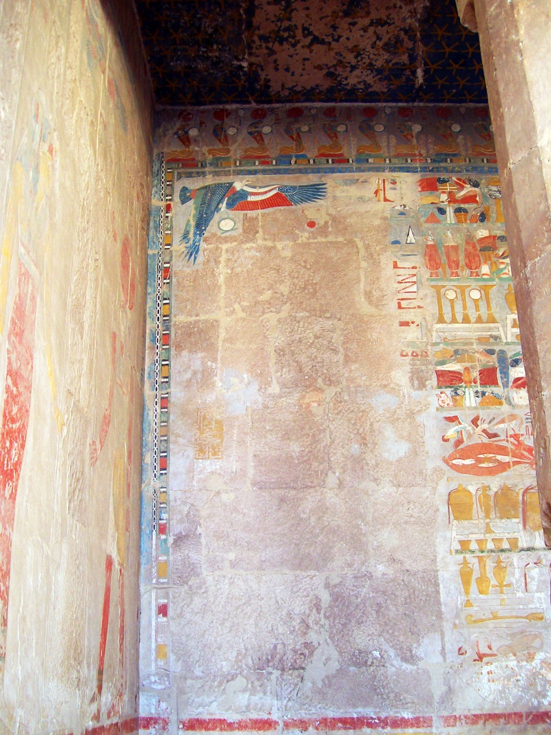 history, spirituality, wall - building feature, tomb painting, building, hatshepsut, human representation, mural, art and craft, ceiling, indoors, religion