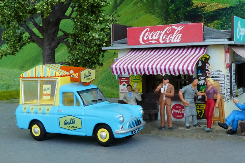 ice cream, 4K, lifestyles, model train, adult, toys, group of people, ice cream van, england, tree, men, architecture, land vehicle, vehicle, western script