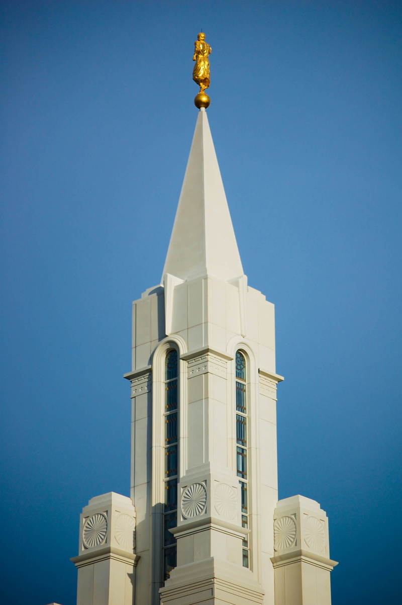 building, lds, day, 2K, clear sky, spire, mormon, religion, outdoors, orangeville, spirituality, place of worship, blue sky, clock, tower, moroni, built structure