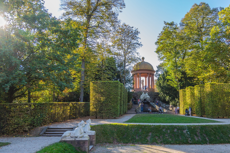 change, apollo temple, temple, grass, green color, direction, nature, castle park, built structure, garden, beauty in nature, schwetzingen, plant, day