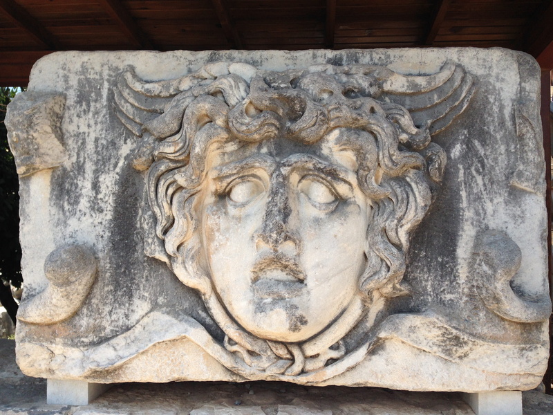 history, no people, Temple Of Apollo, carving, day, creativity, carving - craft product, Medusa, close-up, stone material, apollo, 2K, human representation