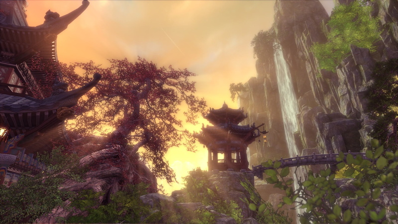 building exterior, sunset, 1080P, religion, PC gaming, building, wooden, nature, sculpture, trees, art and craft, statue, belief, built structure, brown