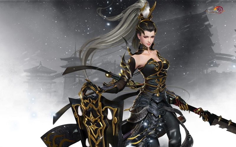 warrior, art, the game, Twilight mountain fly bird °, Gian Vang, girl, Tibetan sword, 1080P