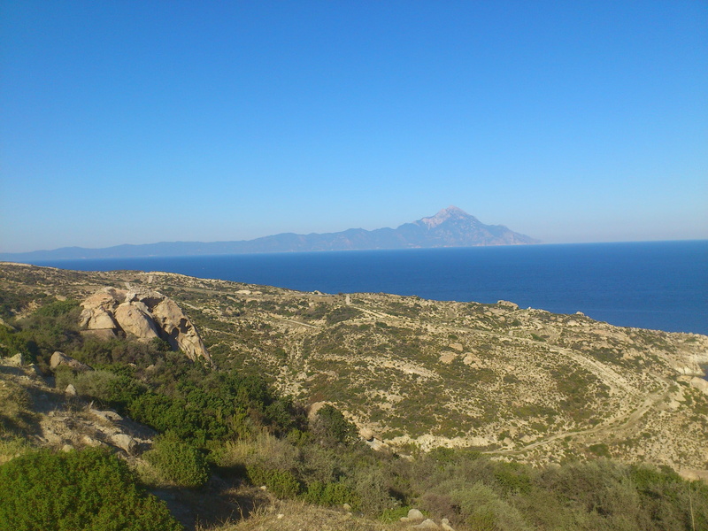 day, tranquil scene, blue, scenics, Halkidiki, non-urban scene, Sithonia, landscape, no people, mountain peak, clear sky, sky, beauty in nature, copy space