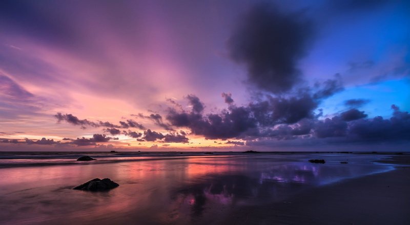 Sun and Sky, tranquil scene, scenics - nature, sky, myanmar, reflection, sea, no people, dramatic sky, sunset, idyllic, beach, burma, land, cloud - sky