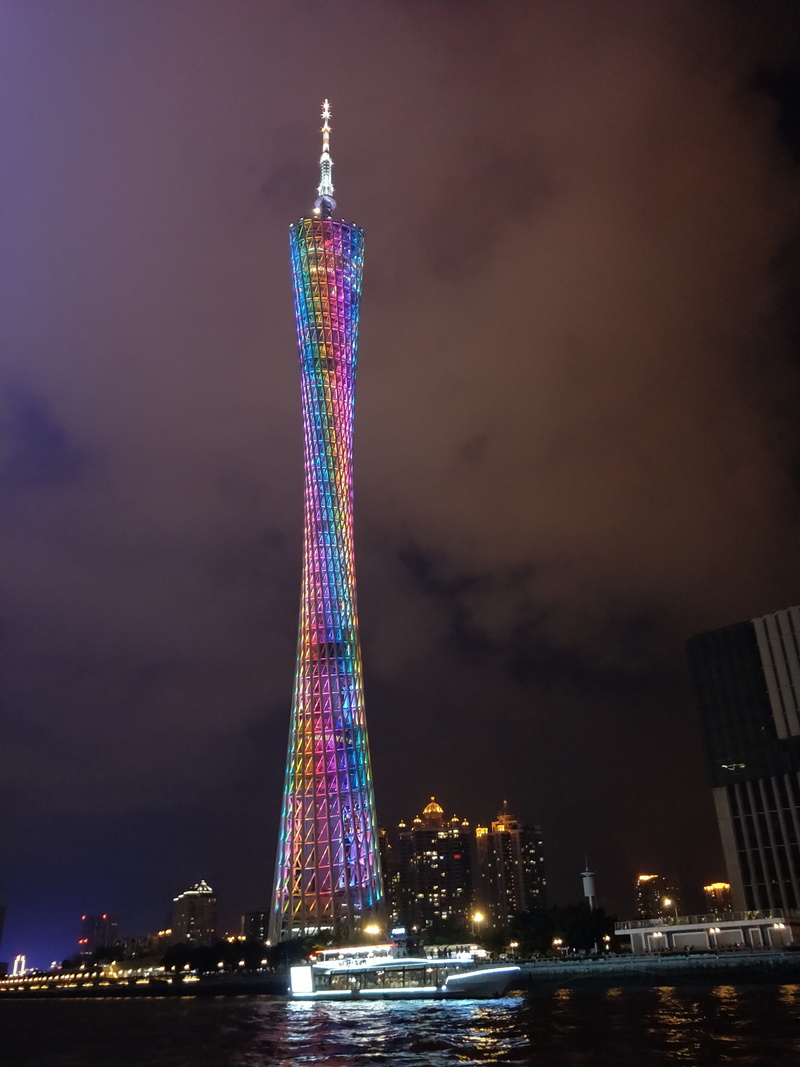 built structure, no people, city, night view, night, nature, building, travel, architecture, tower, illuminated, building exterior, skyscraper, canton tower