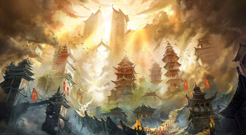 Pagoda, digital art, artwork, architecture, Asian Architecture, 4K, Krzysztof Ostrowski, building