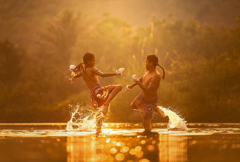 Thailand, boxing, 720P, water, children, sunlight