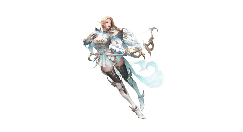 Style, Art, Bow, Arrow, Figure, Blonde, Sexy, Fantasy, Characters, Girl, Daeho Cha, MU ORIGIN 2, Beautiful, 4K, Minimalism
