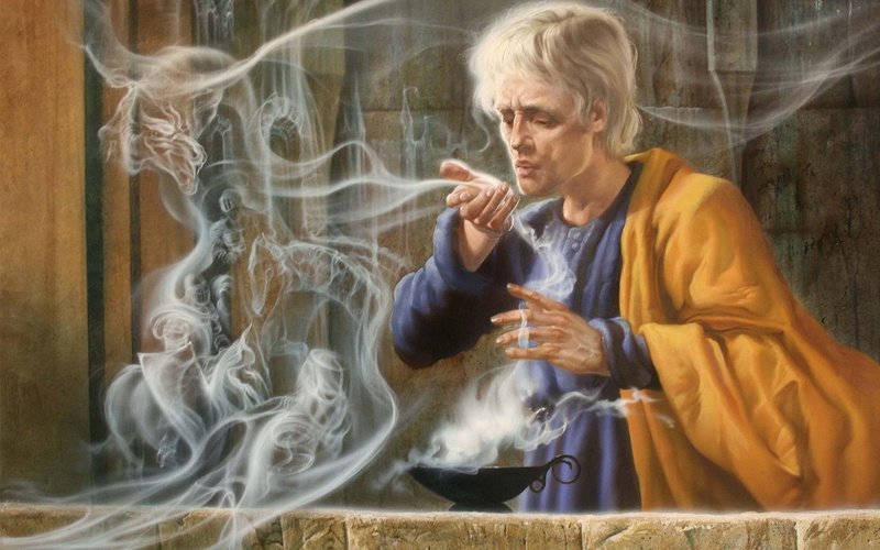 smoke, art, 1080P, spirit, male, lamp, magic, dragon, the sorcerer