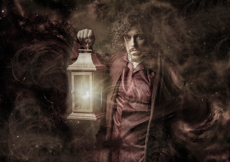 composing, antique, 4K, light, magic, spooky, digital composite, man, hairstyle, atmospheric, no people, human representation, gloomy, bizarre, emotion