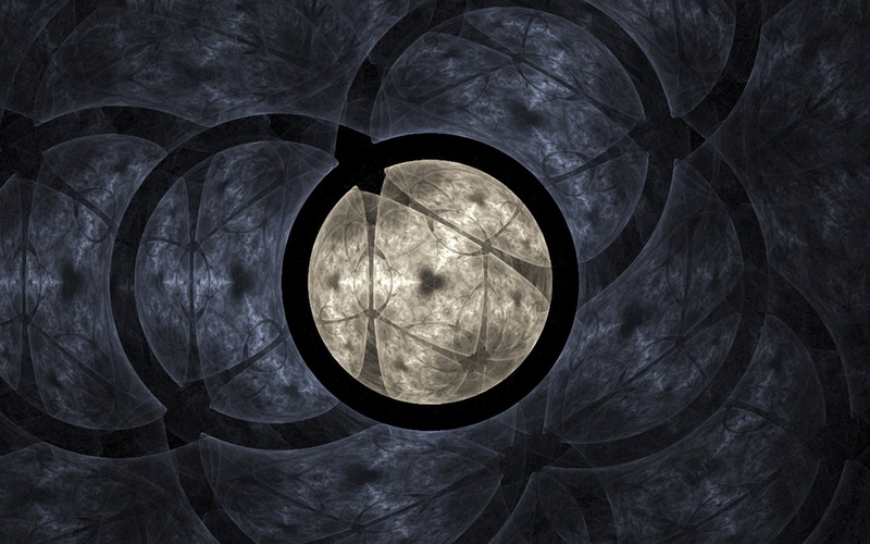 deep, light, futuristic, full moon, circles, spiral, close-up, illustration, geometric shape, light - Natural Phenomenon, glowing, directly below