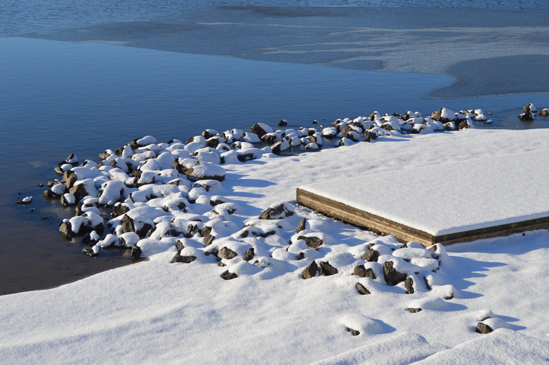 ice, wintry, frost, lake, winter, mirroring, outdoors, waters, tranquil scene, beach, day, large group of animals, alpine, nature, no people, sky, 5K
