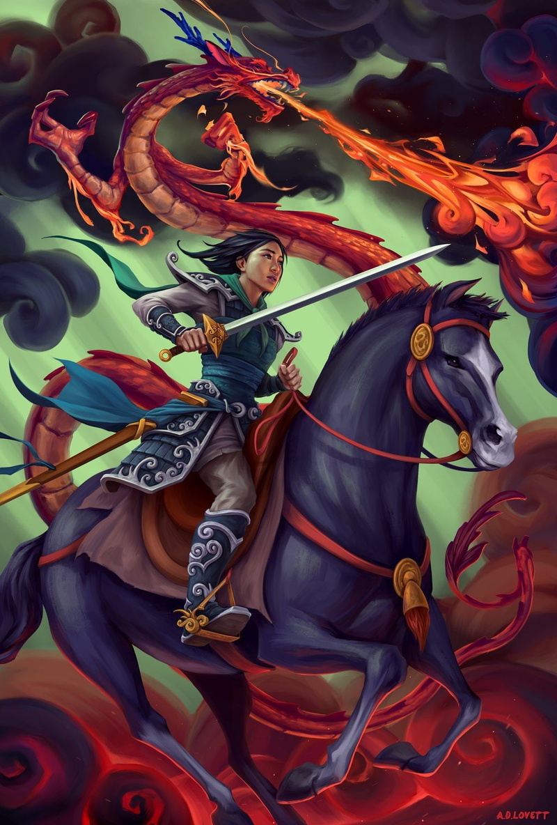 horse, dragon, sword, 720P, Mulan