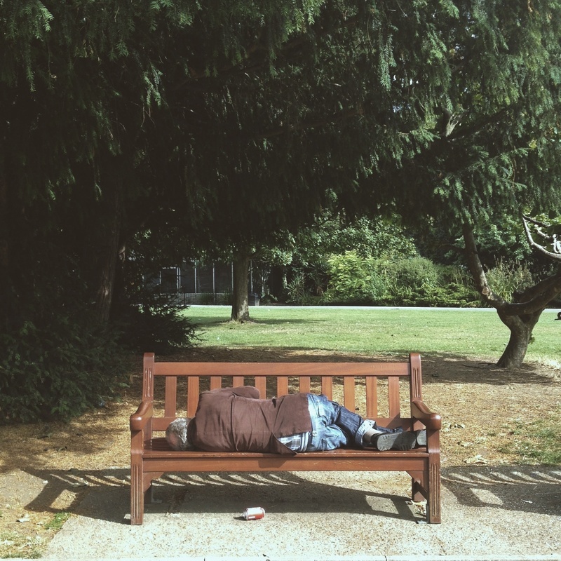 relaxation, land, stranger, male, plant, social issues, lifestyles, leisure activity, outdoors, park bench, lifestyle, real people, full length, down-and-out