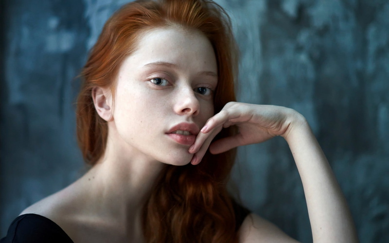 women, 720P, face, pale, redhead, portrait