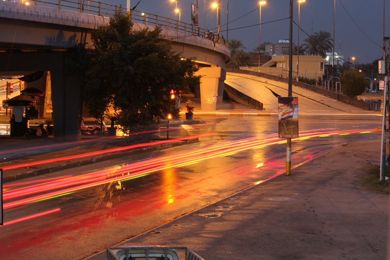 city life, nature, built structure, architecture, light trail, night, blurred motion, city, illuminated, speed, long exposure, life, baghdad, building exterior