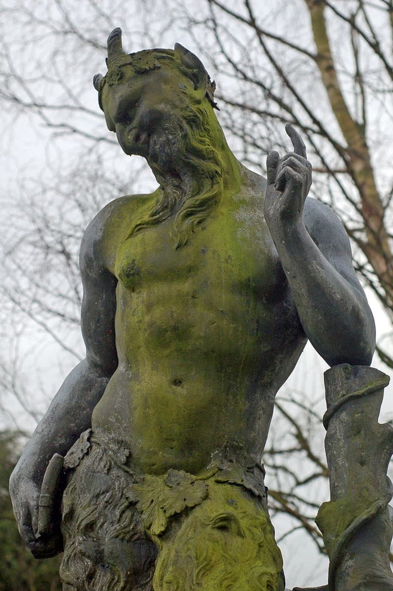 tree, art and craft, focus on foreground, pan, sky, angel, female likeness, statue, monument, human representation, faun, outdoors, creativity, bare tree